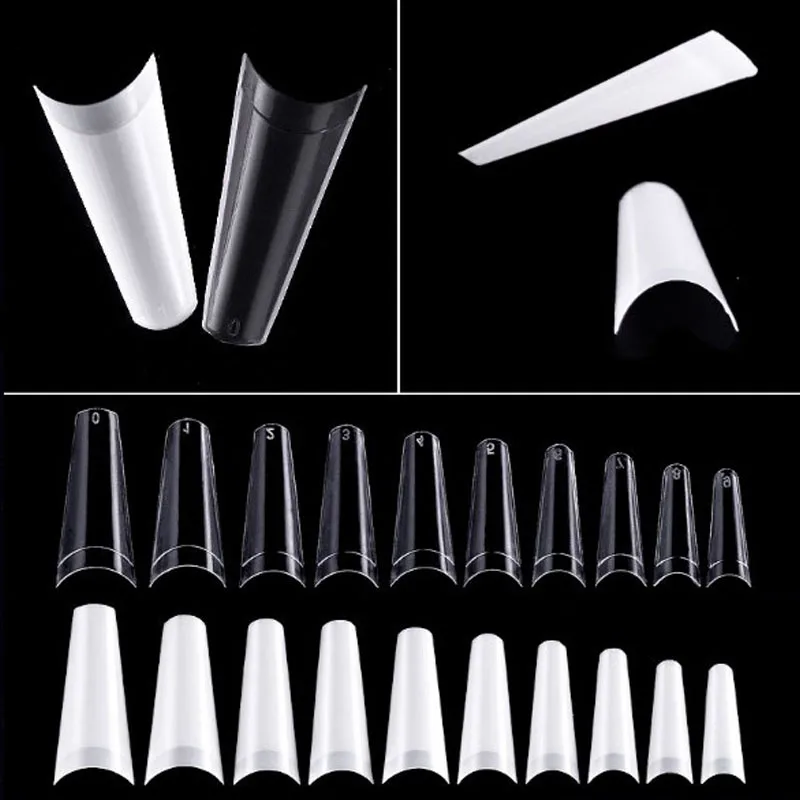 

Transparent Natural French False Acrylic Nail Tips UV Gel Ultra Flexible - Size #0- #9 - Pack of 500 tips Fake Nail
