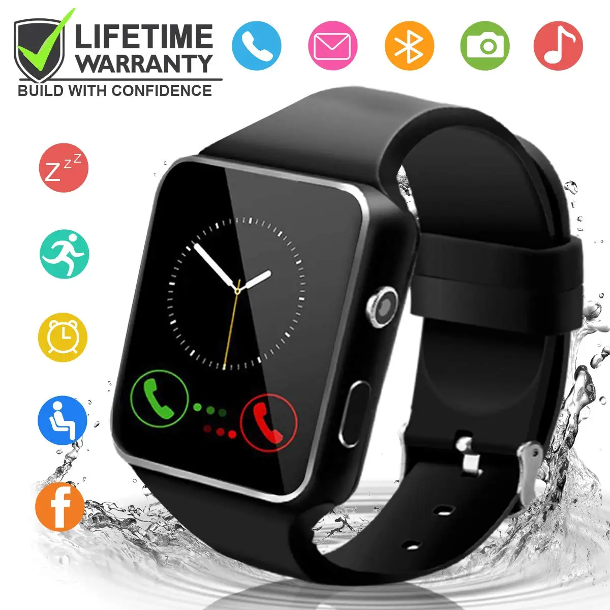 SKHO умный Шагомер часы Поддержка SIM tf карты X6 камера Smartwatch водонепроницаемые