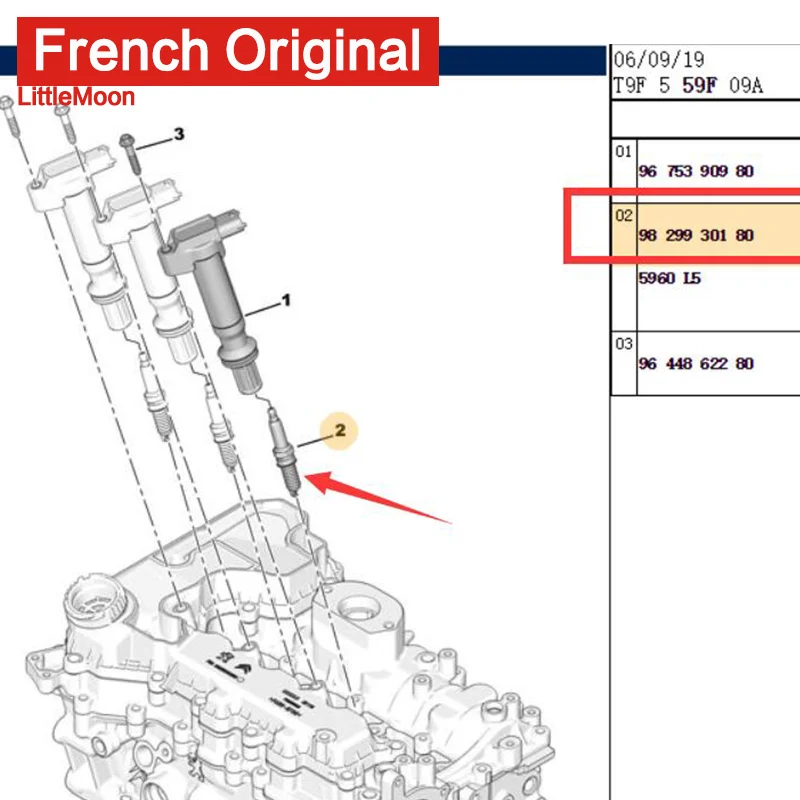 LittleMoon бренд новая свеча зажигания 9829930180 для peugeot 107 206 207 301 2008 308 408 Citroen Elysee C2 C3 C4 1,2 T