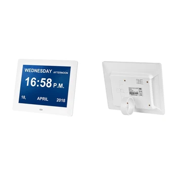 

8 Inch Photo Frame & Digital Alarm LED Sn Simple Eletronic Photo Album Support Clock/Photo/Video for Elder People with Remot