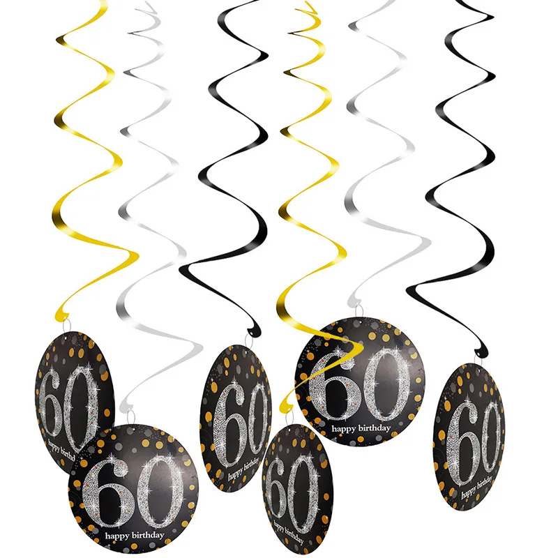 30th 40th 50th 60th день рождения одноразовые партии посуда чашки тарелки на день рождения принадлежности для вечеринки с днем рождения Декор для взрослых - Цвет: 1set Spiral Ornament