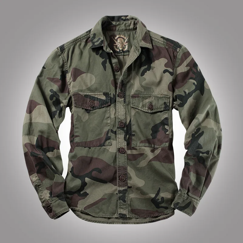 Outdoor Military Army Fan Cotton Camo Men's Shirt High Quality Long Sleeve Shirts Cargo Jacket