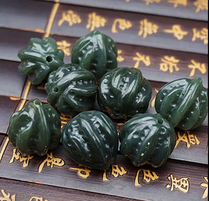 Натуральный нефрит и Тянь зеленый грецкий орех рассеянный жемчуг Diy аксессуары