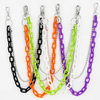 

Trendy Acrylic Trousers Chain 2 Layers 6 Multi-Color Keychain Functional Pants Chain Light Weight Chain Unisex Accessories 2020