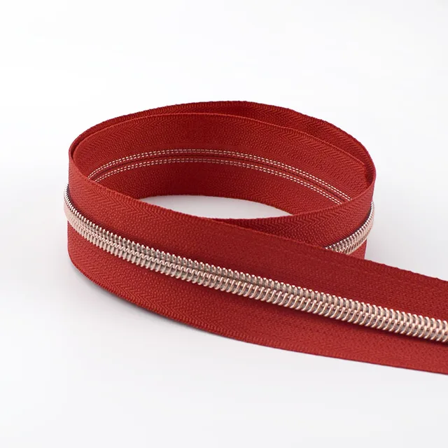 4M 5# Colored Cloth Rose Gold Teeth Plastic Coil Zippers Bag Nylon Crop Coded Zipper for Sewing DIY Zips Garment Accessories M657