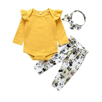 

Spring Autumn Newborn Baby Set Long Sleeve Robe Trousers Print Fashion Baby 3pc Kids clothes