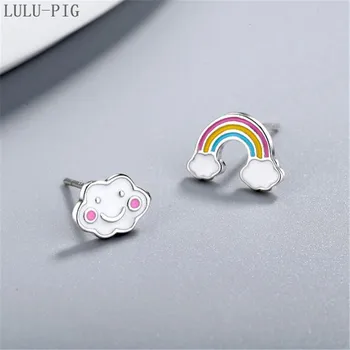 

LULU-PIG 2019 Hot seller 925 silverrainbow cloud fresh cute creative earrings for women anti - allergy ED836