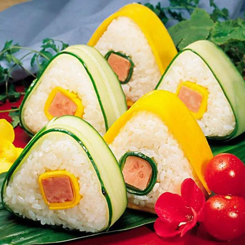 2 шт Треугольные пластиковые рисовые шарики для суши, формочки Onigiri, набор кухонной посуды, прозрачные аксессуары Bento