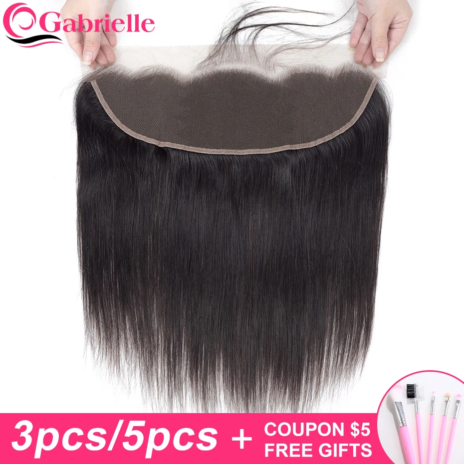 

Gabrielle Brazilian Straight Ear to Ear 13x4 Lace Frontal 3/5 pcs/lot Remy Human Hair Lace Frontal Closure Natural Color