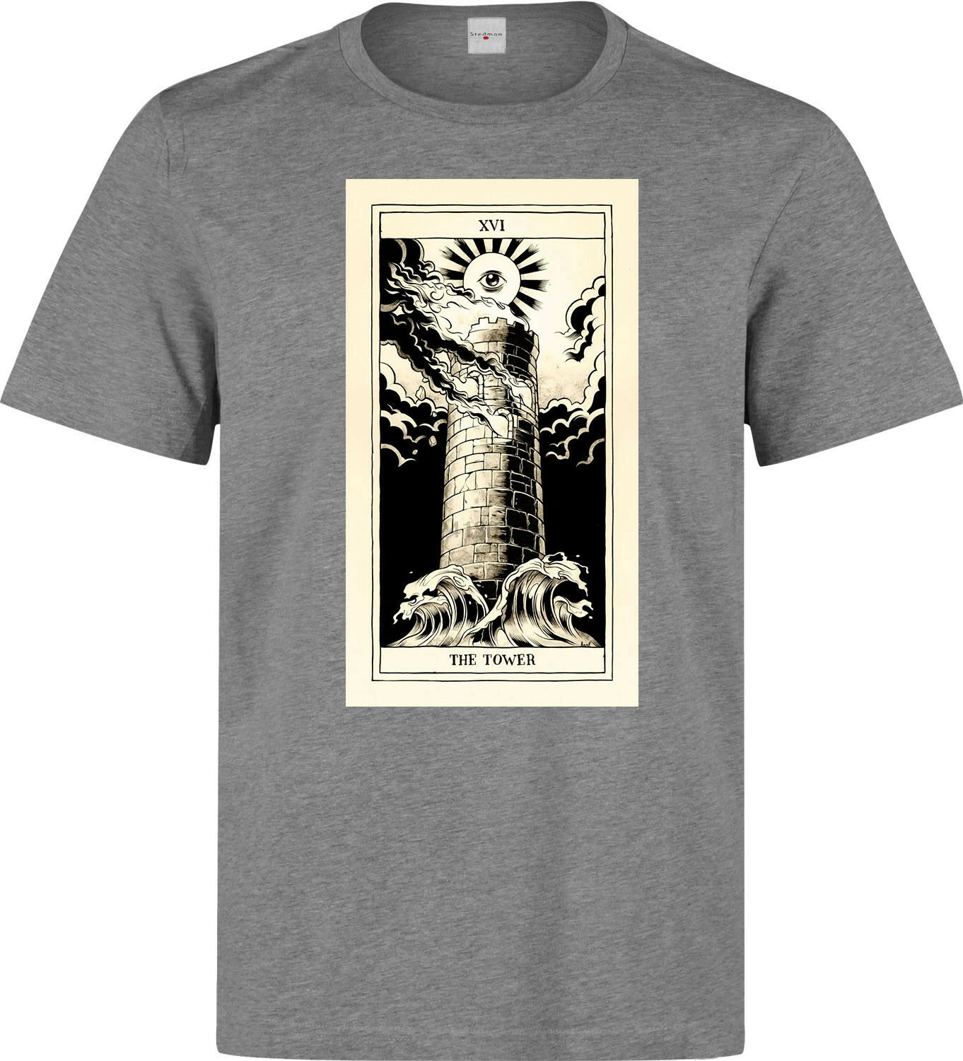 The Tower Tarot Card Art Logo Mens (womans available) grey t shirt | Мужская одежда