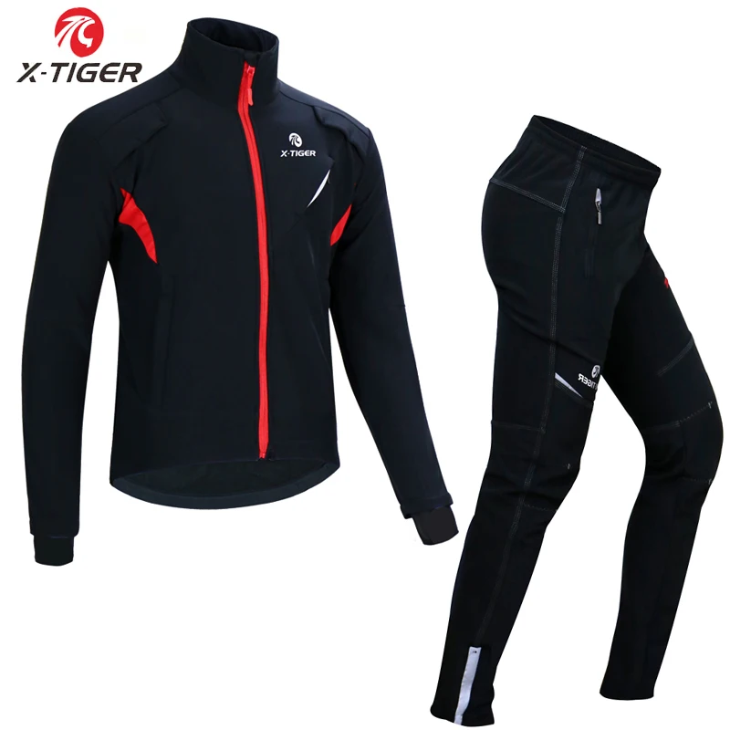 X-TIGER зима тёплая флисовая ветрозащитная Джемперы для езды на горном велосипеде одежда велосипедная куртка пальто светоотражающий комплект одежды для велоспорта спортивная одежда
