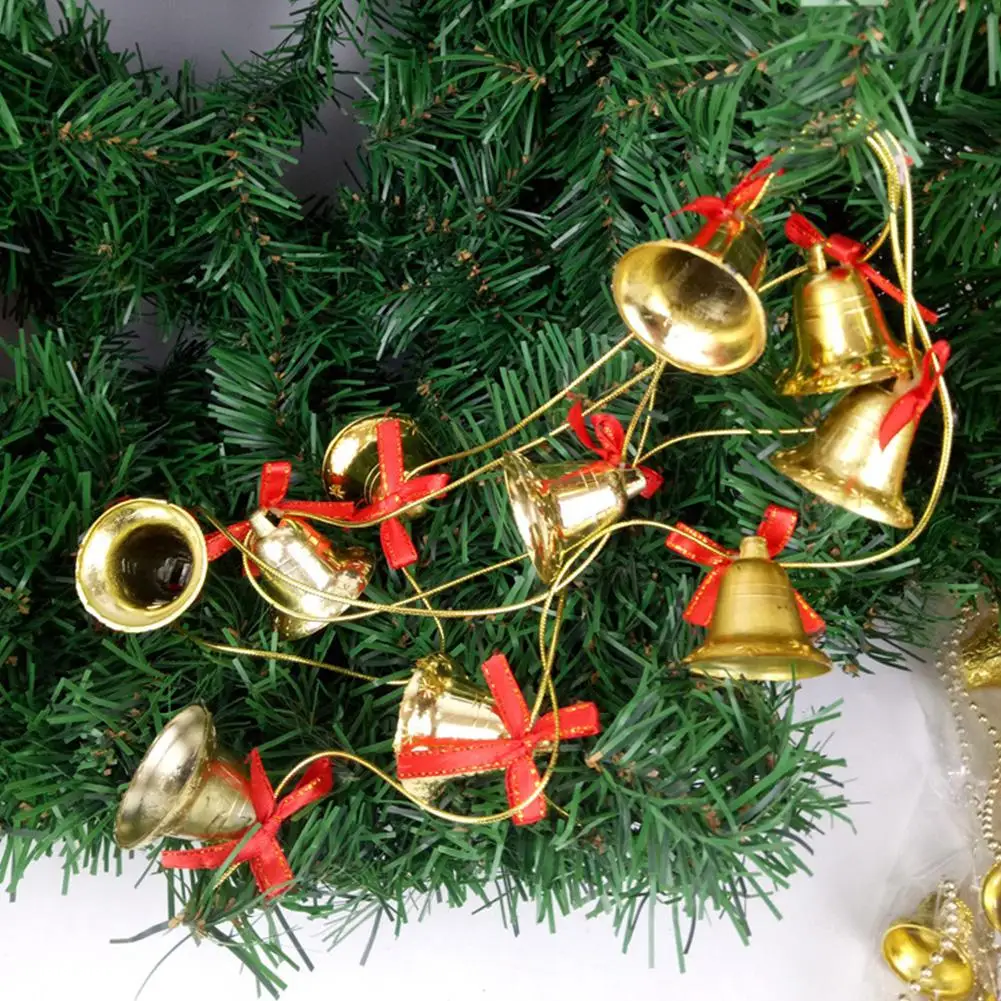 

4CM Gold Color Small Bell String Hanging Pendant for Happy New Year Home Party Christmas Tree Decoration