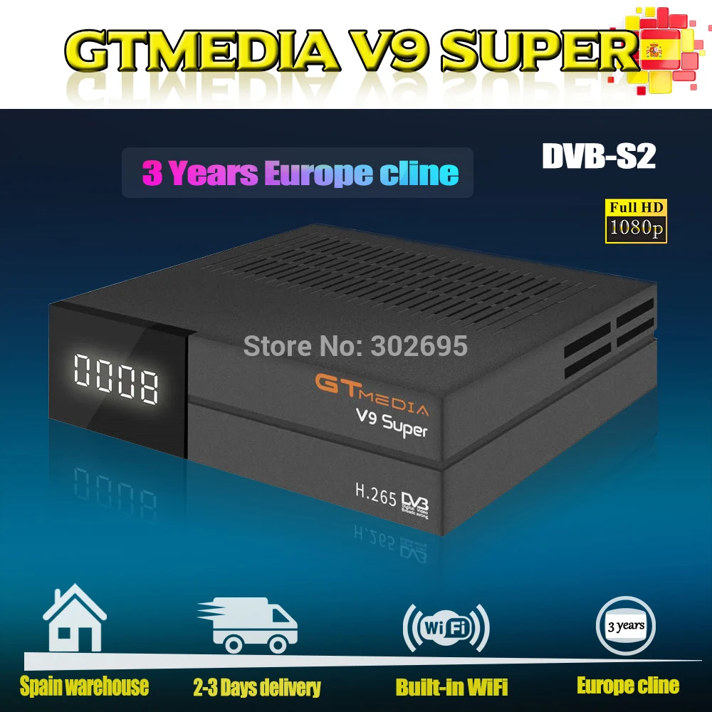Оригинальный Супер Спутниковый ресивер Gtmedia V9 поддержка 3 года встроенный Wi-Fi Full HD