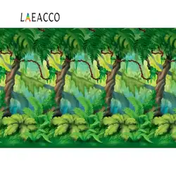 Laeacco Тропическое зеленое дерево трава ребенок день рождения Декор узор портрет фото фон фотография Фон Фотостудия