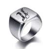 Bagues personnalisées à graver initiale pour hommes, chevalière masculine en acier inoxydable, bijoux vierges, bande, ton argent poli, taille américaine