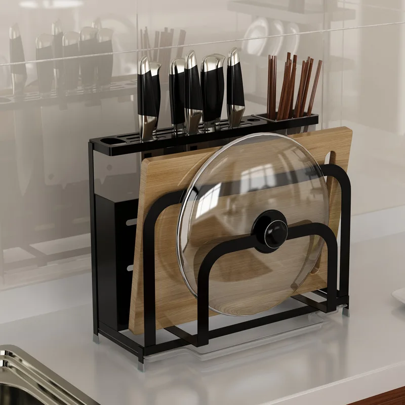 

Stainless Steel Kitchen Shelf Multi-functional Chopping Block Rack Dish Knife Rest Pot Cover Holder Chopsticks Box Storage Suppl