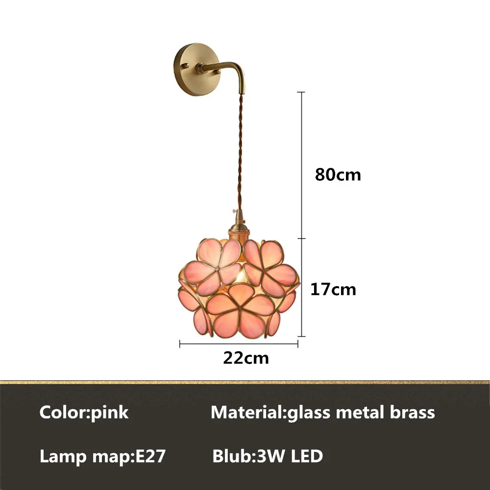 Европейский красочный цветочный стеклянный подвесной светильник светодиодный светильник для помещений для ресторана столовой бара кафе магазина светильник AC110-265 - Цвет корпуса: w pink