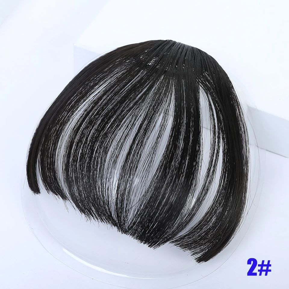 MEIFAN, высокотемпературное волокно, Синтетические прямые волосы, бахрома, тупые челки, черный, коричневый, накладные волосы на клипсах для наращивания челки - Цвет: 2