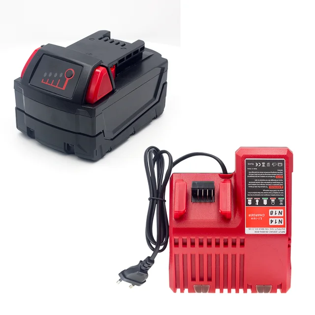 Suitable For Milwaukee M18 Battery 18v 6.0AH M18B2 M18B4 L50 Cordless Power Tool Battery + Charger Set Strong Power 6.0ah Charger