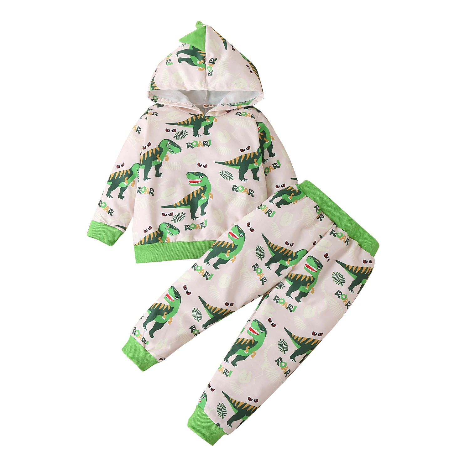 

2020 New Fall Autumn 18M-6Y Kids Toddler Baby Boy Girl 2Pcs Set Cartoon Dinosaur Print Fin Hooded Long Sleeve Top+Pants Outfit