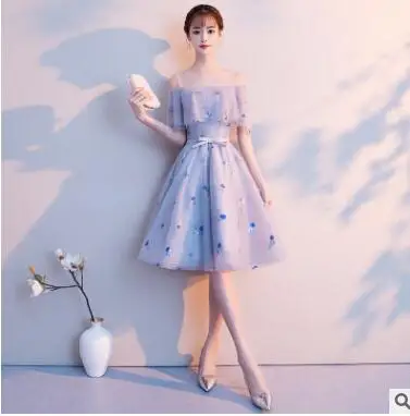 Вечернее платье, модель года, блестящее серое вечернее платье, сексуальные вечерние платья с открытыми плечами и оборками E074 - Цвет: Gray B style