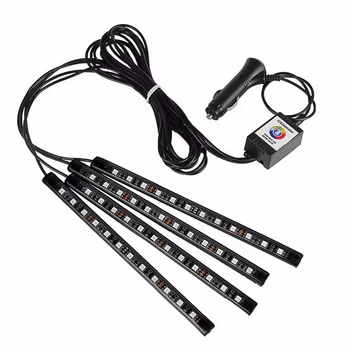 

Car Styling Universal 12V Car RGB LED Strip Light Colors Car Styling Decorative Atmosphere Lamps Car Interior Light With Remote