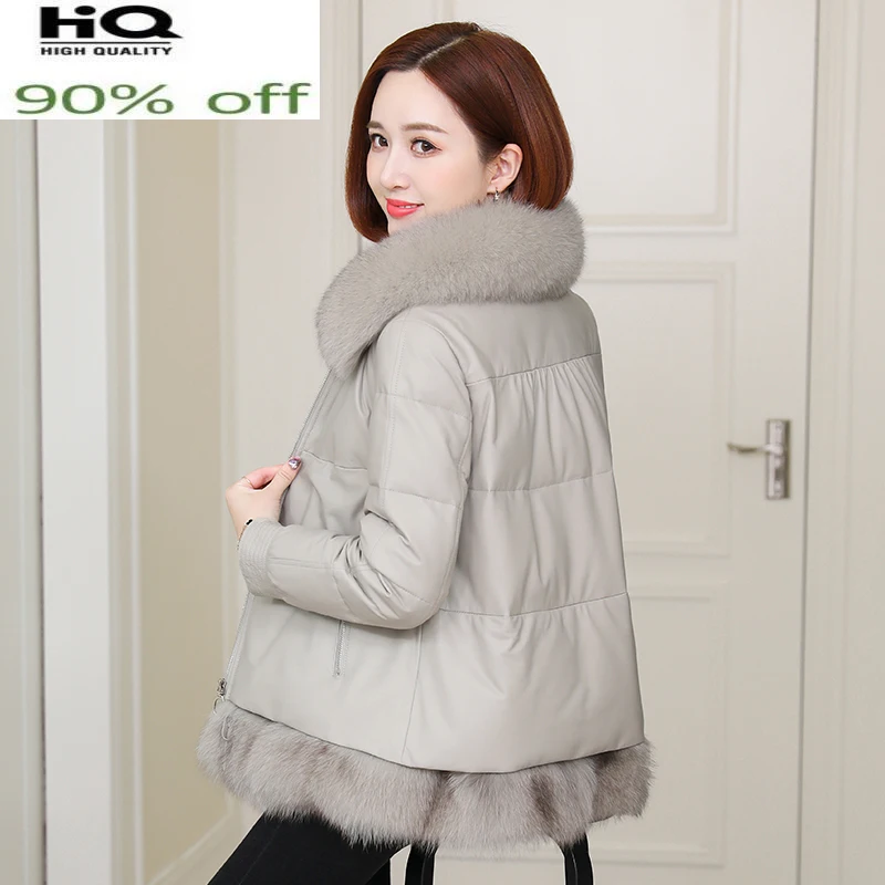 Женская короткая куртка из натуральной кожи пальто овчины женская теплая парка