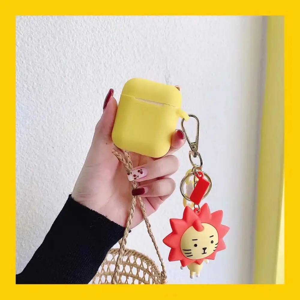 

Cartoon Lion Cloud Dog Key Ring Case Cover For Airpods Earphone Cases Soft Silicone shell Bluetooth Headphone Cover For Air Pods