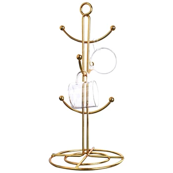 

FashionCountertop Mug Tree, 6 Hook Coffee Cup Dryer Kitchen Coffee Mug Tree Countertop Tea Cups Holder Stand,Gold