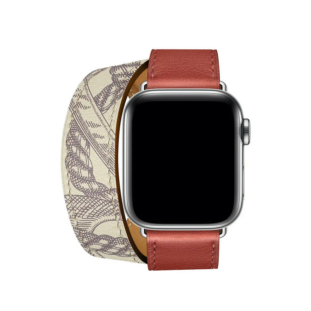 Кожаный двойной тур петля Напульсники браслет ремешок разноцветные ремешок для наручных часов для Apple Watch Series 5/4/3/2 40 мм/44 мм/38 мм/42 - Цвет ремешка: Double Brique Beton