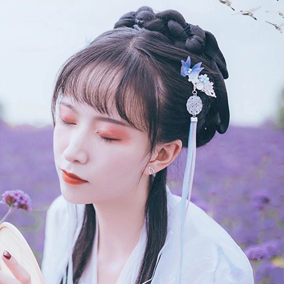 Китайский Hanfu аксессуары древний стиль Бабочка, любовь, цветок палочки для волос ювелирные изделия Фея стиль аксессуары для волос в стиле ханьфу головной убор