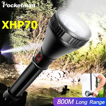 

Super Bright XHP70 Flashlight Powerful Light Cup LED Torch USB Rechargeable Flashlight Waterproof Torch 26650 Battery