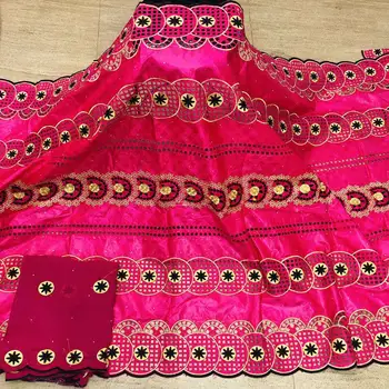 

Pretty Fucshia Wedding Lace African Jacquard Bazin Lace Fabric Matching With 2Y Cotton Swiss Voile Lace Material NBC13