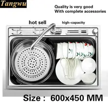 Бытовой роскошной кухней Одиночная раковина в форме корыта слайд Высокое качество 304 из нержавеющей стали Лидер продаж 61x45 см