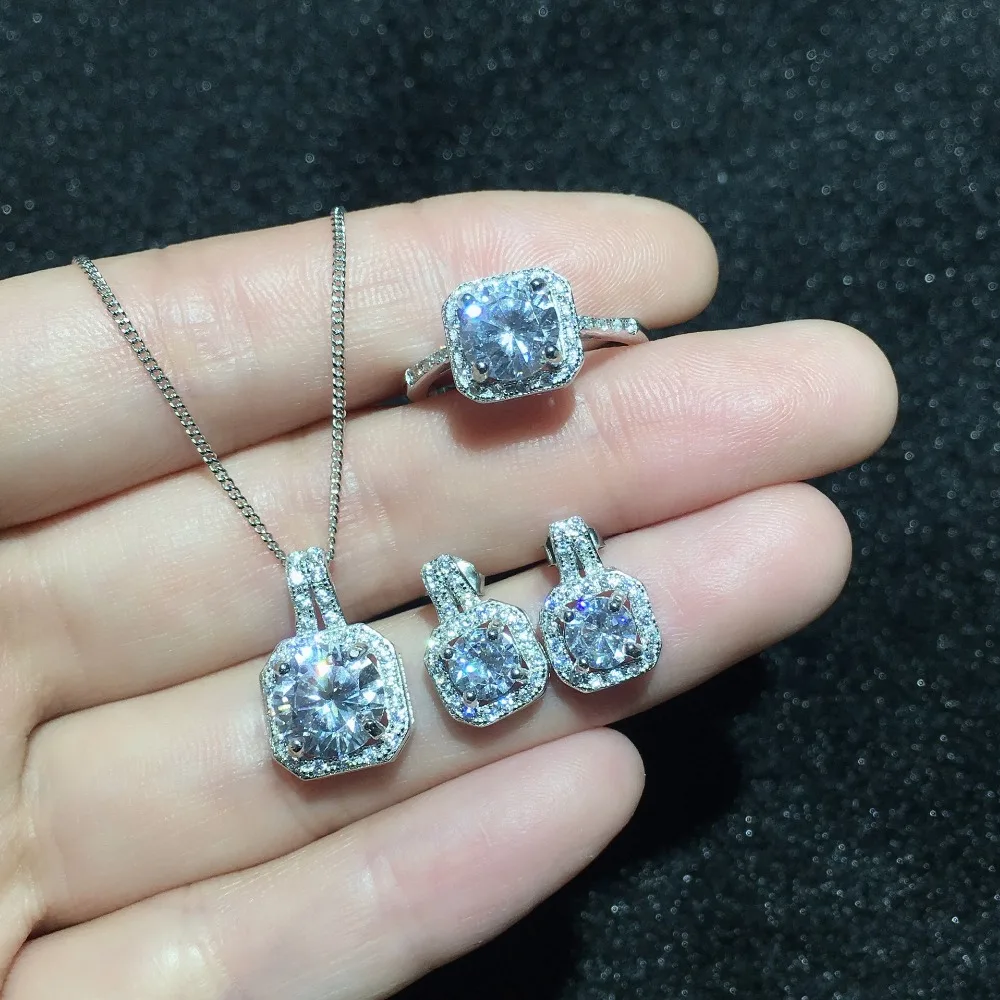 Мода Jewelry_Moissanite кулон ожерелье Set_S925 цельное серебряное женское ожерелье_ завод прямые продажи