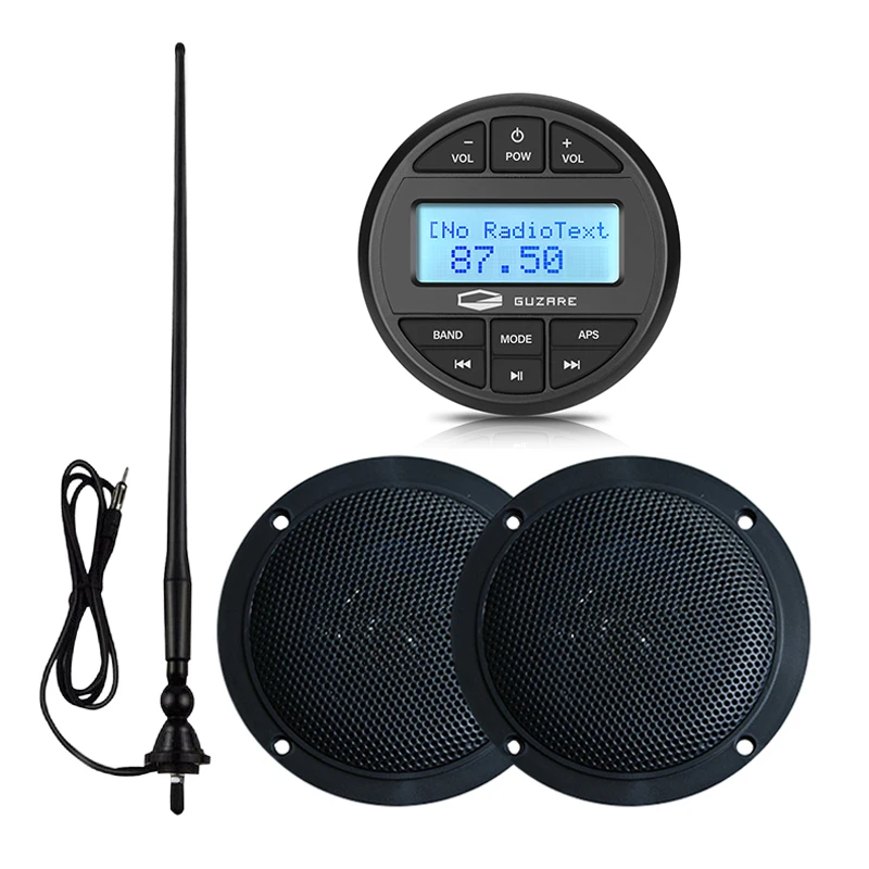 US $106.99 Marine Stereo Bluetooth Radio Audio Receiver Car MP3 Player4inch Marine Waterproof SpeakersBoat AM FM Antenna For RV ATV Yacht