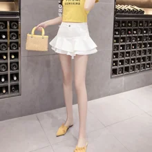 Летняя джинсовая мини юбка, женские сексуальные шорты с высокой талией, плиссированные юбки размера плюс, модные эластичные джинсовые юбки Faldas AQ815