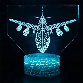 

3D ABS LED Night Lights Airplane Series Illusion Table Lamps GY392 7 Color Changing USB Bedside Light For Home Decor Child Gifts