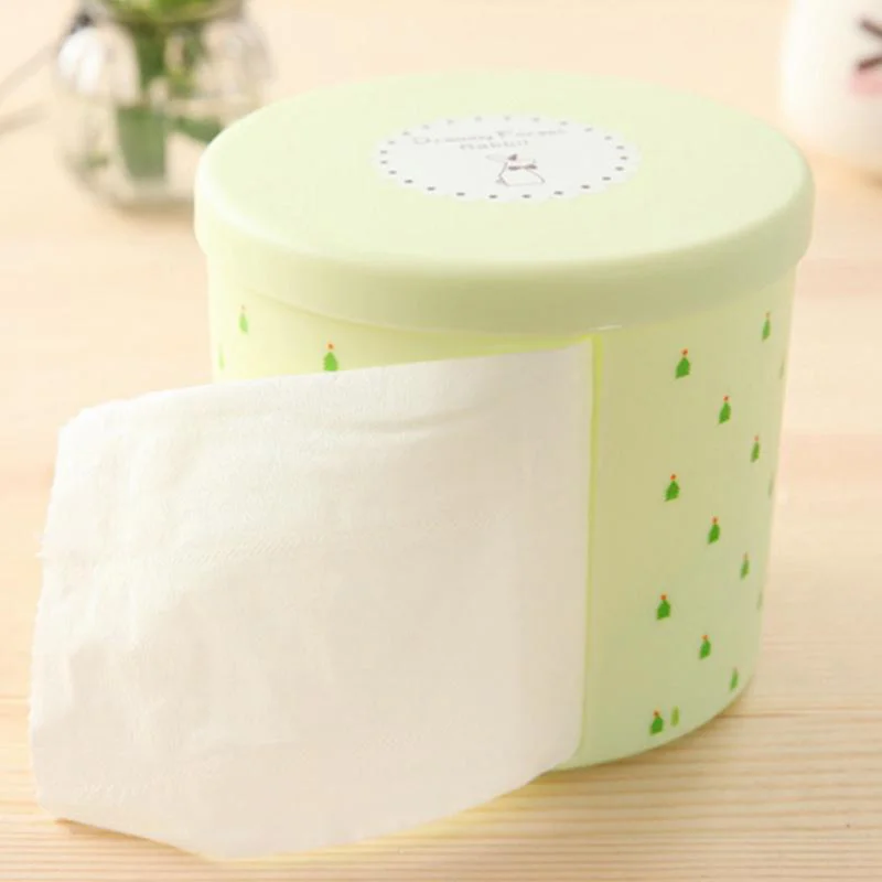 Home Napkin Holder Plastic Box Container Roll Paper Tissue Storage Case Wipes Dust Cover Roll Paper Towel Canister Dispenser