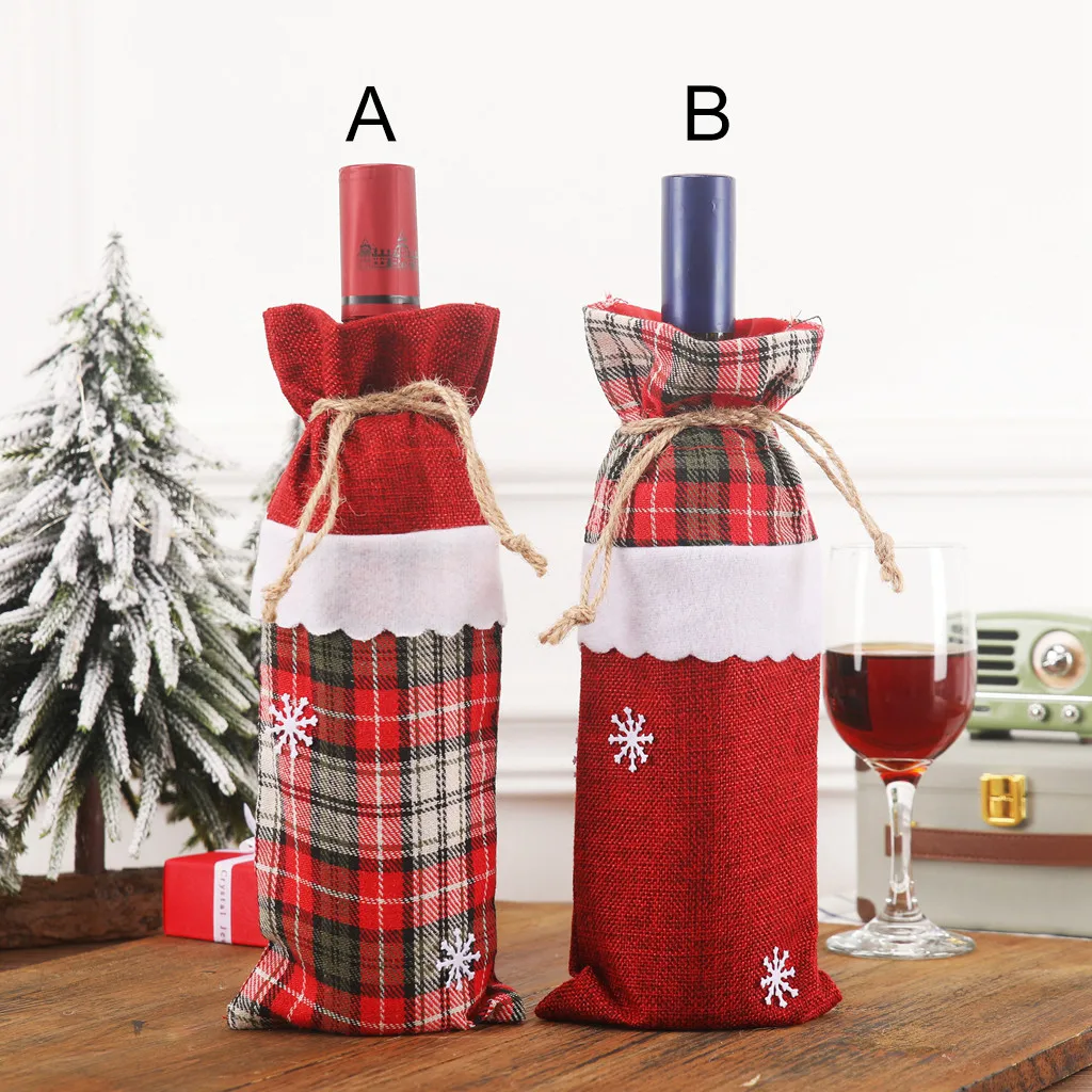 

Christmas Wine Bottle Decor Set Santa Claus Snowman Deer Bottle Cover Clothes Kitchen Decoration New Year Xmas Dinner Party 8P