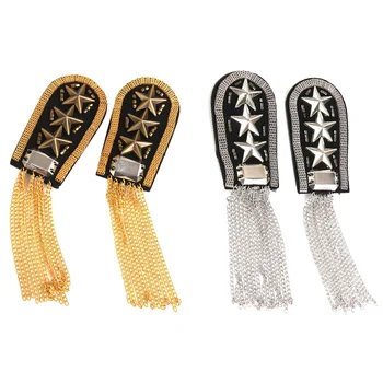 買取 1ペアミリタリースタータッセルリンクチェーンエポバッジ