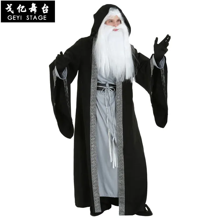 Cosplay White Beard Wizard Costume Halloween Stage Men's Adult Luxury Devil | Тематическая одежда и униформа