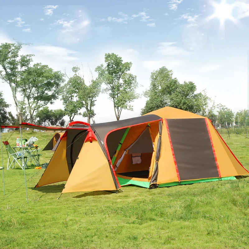 

High quality double layer 3-4person one hall one bedroom waterproof windproof camping tent