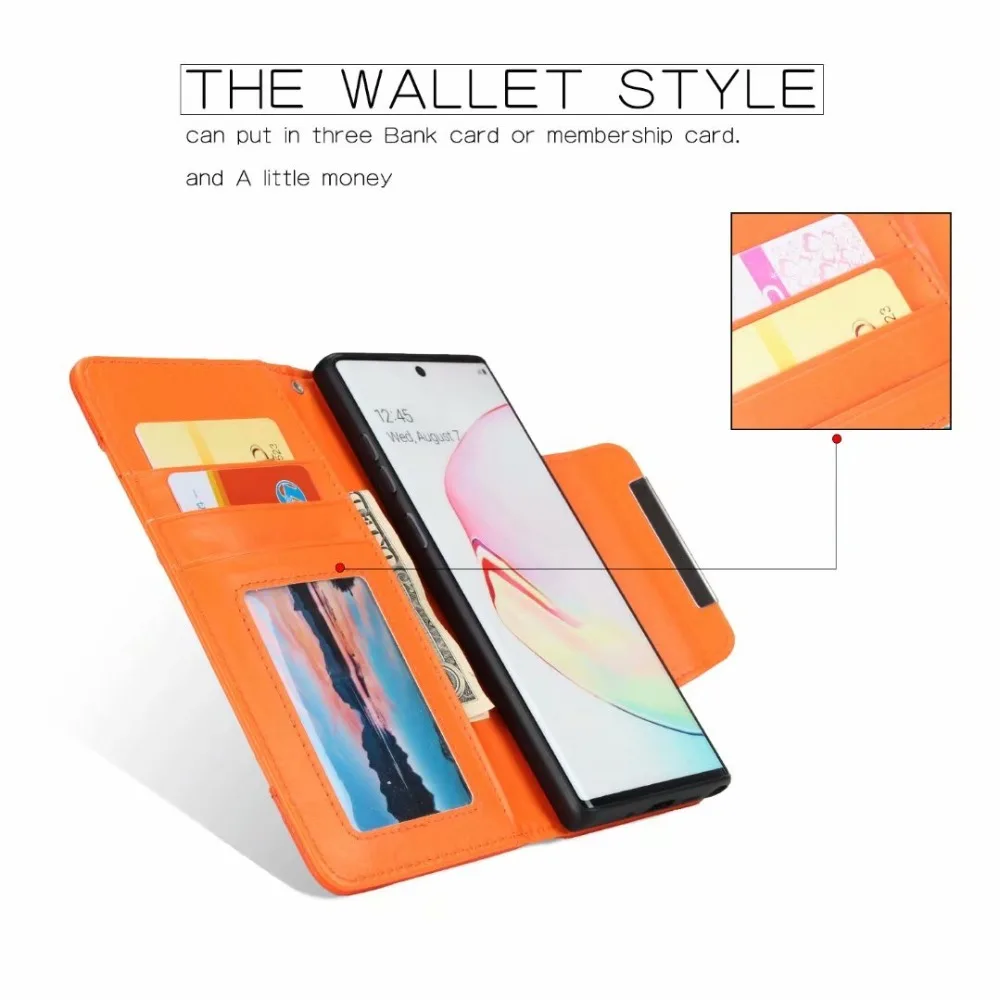 Для samsung Galaxy Note 10 Plus чехол с личи 2 в 1 съемный чехол-Кошелек из искусственной кожи на магните для samsung Note 10 S10 Plus