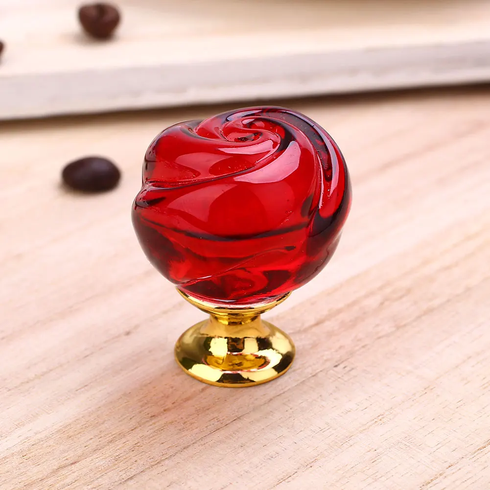 30MM Crystal Rose Door Knobs Cupboard Cabinet Handle Pull Home Kitchen Decor