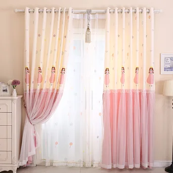 

European Rope Embroidery Curtain Princess Lovely Sunshade Living Room Bedroom Children Cartoon Manufacturer Direct Sales