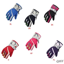 Детские Водонепроницаемые зимние лыжные перчатки для мальчиков и девочек; теплые уличные перчатки для верховой езды; ветрозащитные Нескользящие варежки с пряжкой