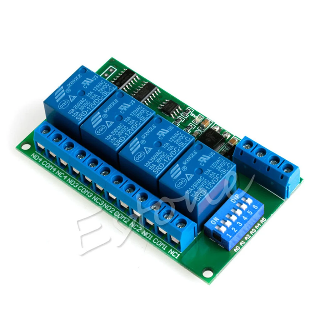 

4CH 12V Modbus PC RTU UART RS485 Relay Board for PLC Lamp LED PTZ Camera Control Drop Ship Support