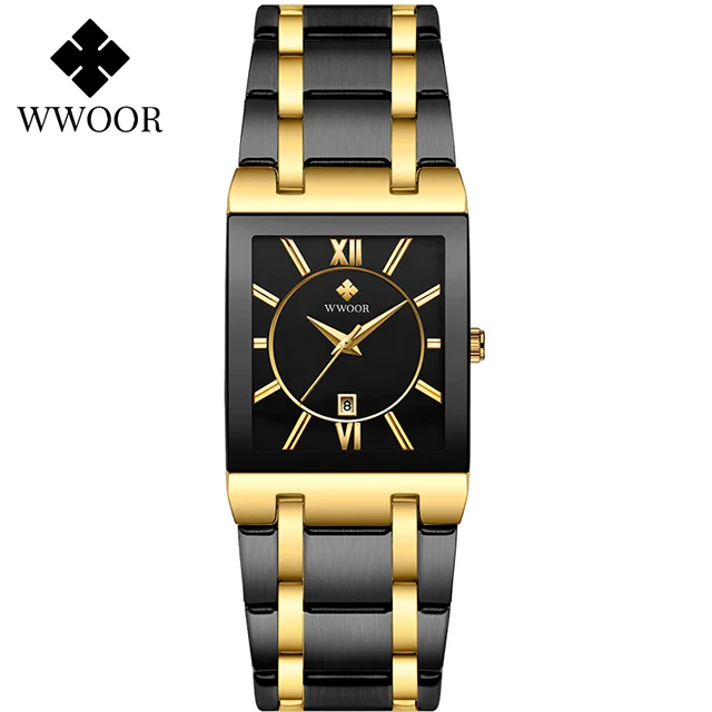 WWOOR New Design Women Bracelet Watches Top Brand Luxury Gold Square Quartz Watch Ladies Dress Waterproof Wrist Watch Gift Clock 