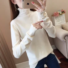 6 Colors Kintted Turtleneck Women Sweater Solid Color Long Sleeve Jumper Korean Fashion Autumn Winter Pullover Beige Blue Red 6 Colors Kintted Turtleneck Women Sweater Solid Color Long Sleeve Jumper Korean Fashion Autumn Winter Pullover Beige Blue Red
